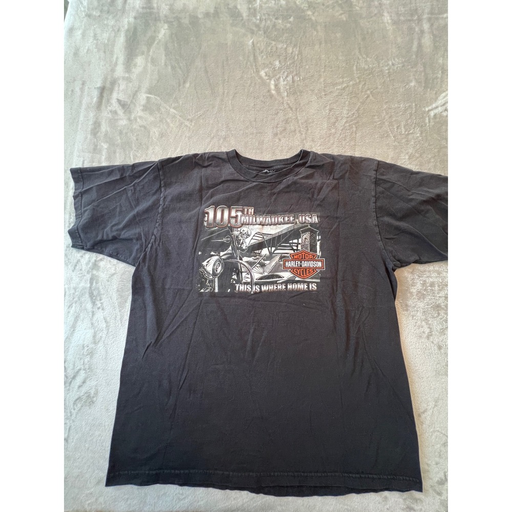 Harley Davidson T-Shirt Mens XL Black Good 105th Anniversary Milwaukee Graphic